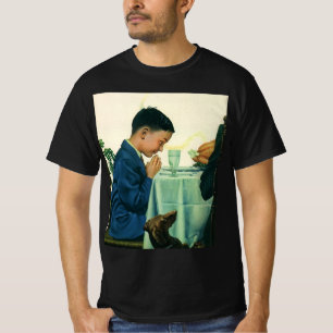 T-shirt Religião Vintage, Menino Dizendo Benção no Dia de