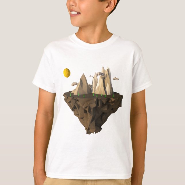 T-shirt renderização 3d de ilha flutuante baixa (Frente)