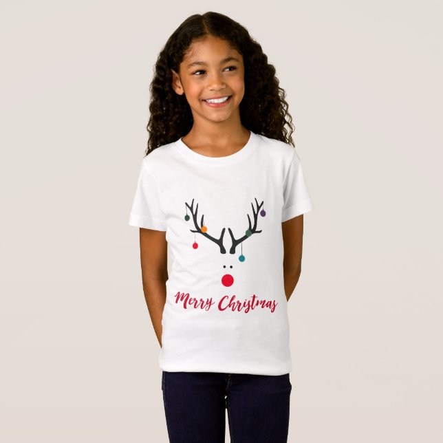 T-shirt Rés de Natal bonitas e engraçadas em branco (Frente Completa)