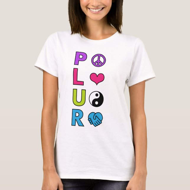 T-shirt Respeito da unidade do amor da paz de PLUR (Frente)
