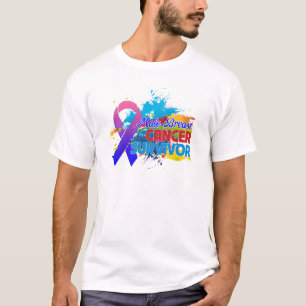 T-shirt Respingo da cor - sobrevivente masculino do cancro