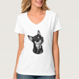 T-shirt Retrato chihuahua pintado à mão