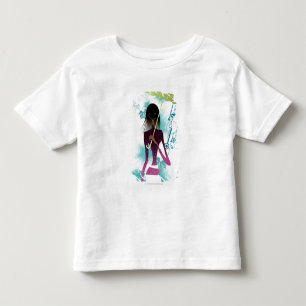 T-shirt Retrato da jovem segurando bolsa e guarda-chuva