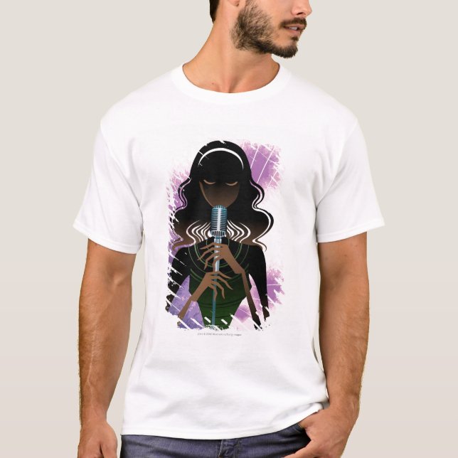 T-shirt Retrato da mulher que guardara o microfone (Frente)