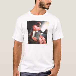 T-shirt Retrato Dante com o Livro Os impressões Divinos d