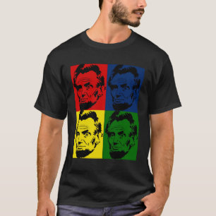 T-shirt Retrato de Abe Lincoln em 4 cores - Pop art - Cami