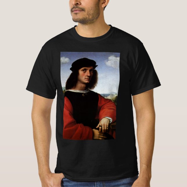 T-shirt Retrato de Agnolo Doni por Raphael Sanzio (Frente)