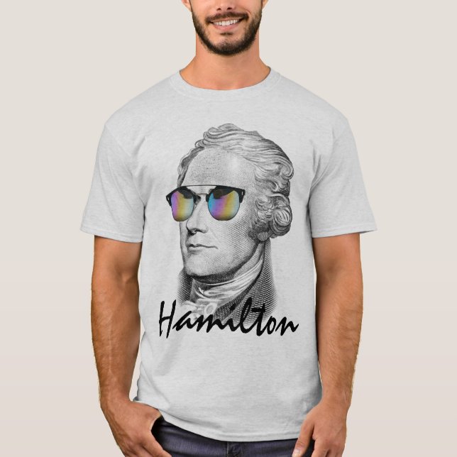 T-shirt Retrato de Alexander Hamilton nos óculos de sol (Frente)