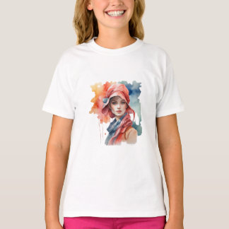 T-Shirt Retrato de Aquarela
