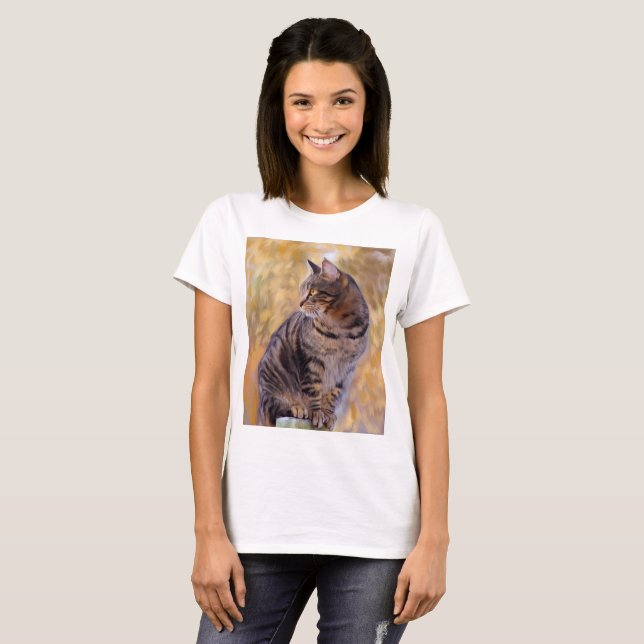 T-shirt Retrato de arte de gato (Frente Completa)