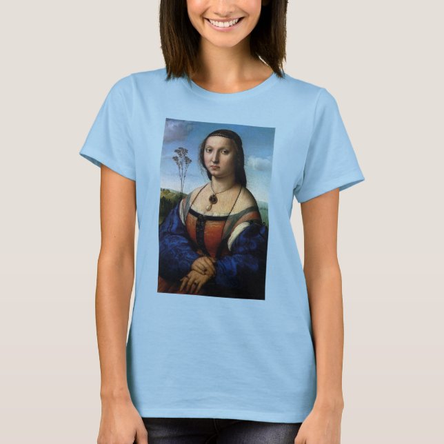 T-shirt Retrato de Maddalena Doni por Raphael Sanzio (Frente)