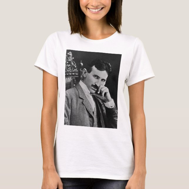 T-shirt Retrato de Nikola Tesla (Frente)