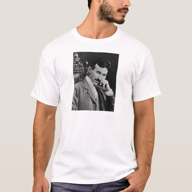 T-shirt Retrato de Nikola Tesla (Frente)