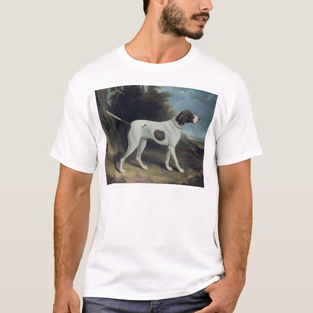 T-shirt Retrato de um fígado e de um ponteiro branco (Frente)