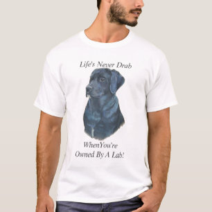 T-shirt retrato do cão labrador negro com slogan divertido