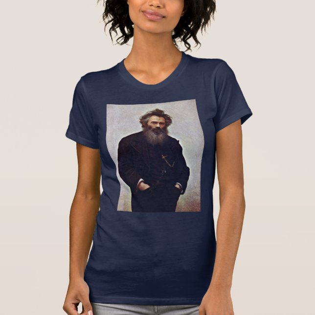 T-shirt Retrato do pintor Ivan Shishkin por Ivan Niko (Frente)