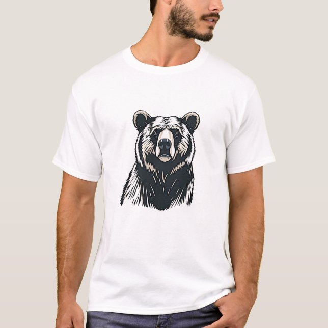 T-Shirt retrato do urso Grizzly (Frente)