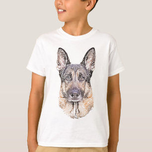 T-shirt Retrato esboçado de um cão de german shepherd