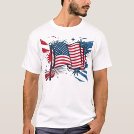 T-Shirt Retro-American Flag Burst