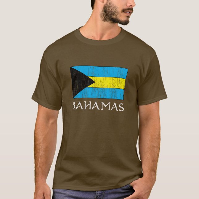 T-shirt retro da bandeira de Bahamas (Frente)