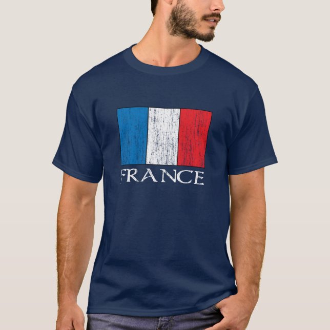 T-shirt retro da bandeira de France (Frente)
