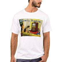 T-shirt retro da família da tevê (ligação da