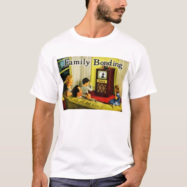 T-shirt retro da família da tevê (ligação da (Frente)