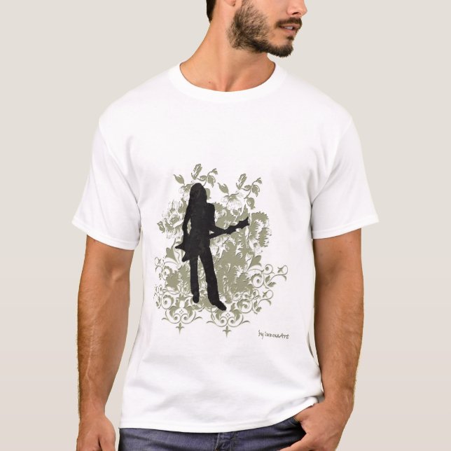 T-shirt retro da menina da rocha (Frente)