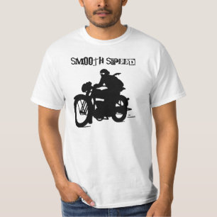 T-shirt retro da silhueta da motocicleta do
