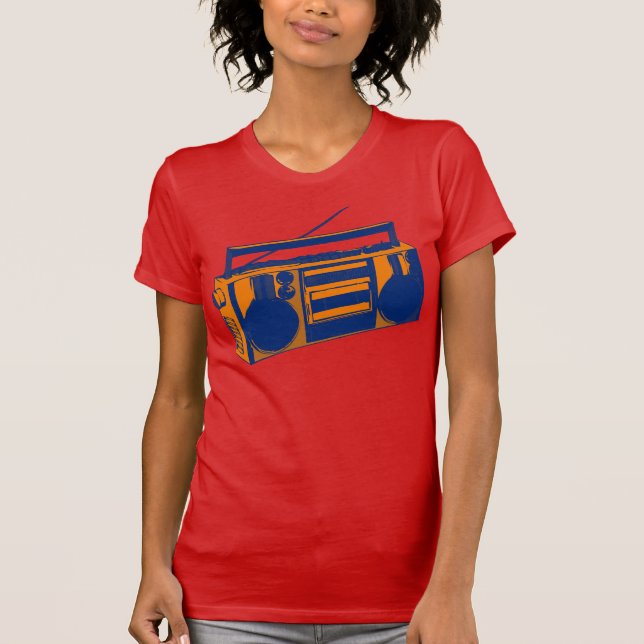 t-shirt retro de Boombox dos anos 80 (Frente)