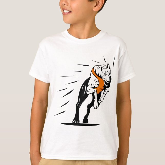 T-shirt retro de corridas de cães de galgos (Frente)