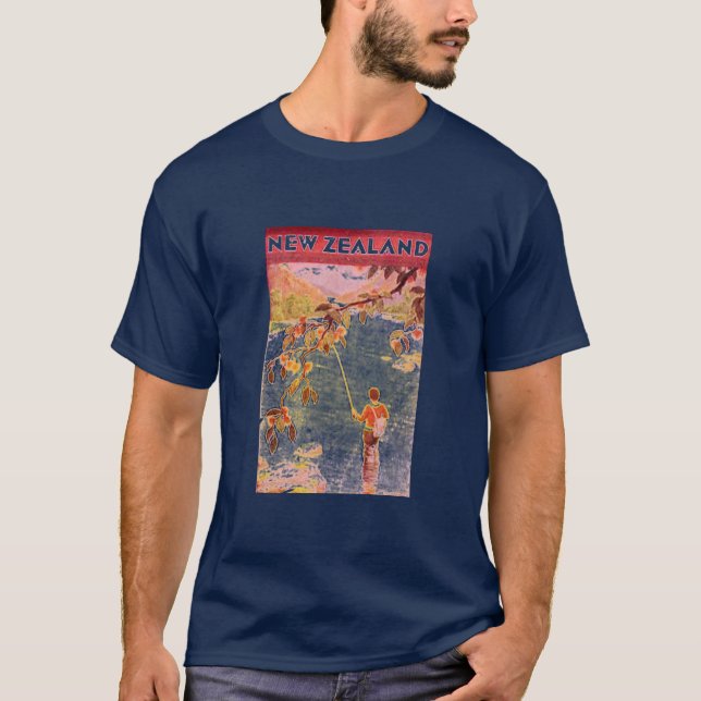 T-shirt retro de Nova Zelândia (Frente)