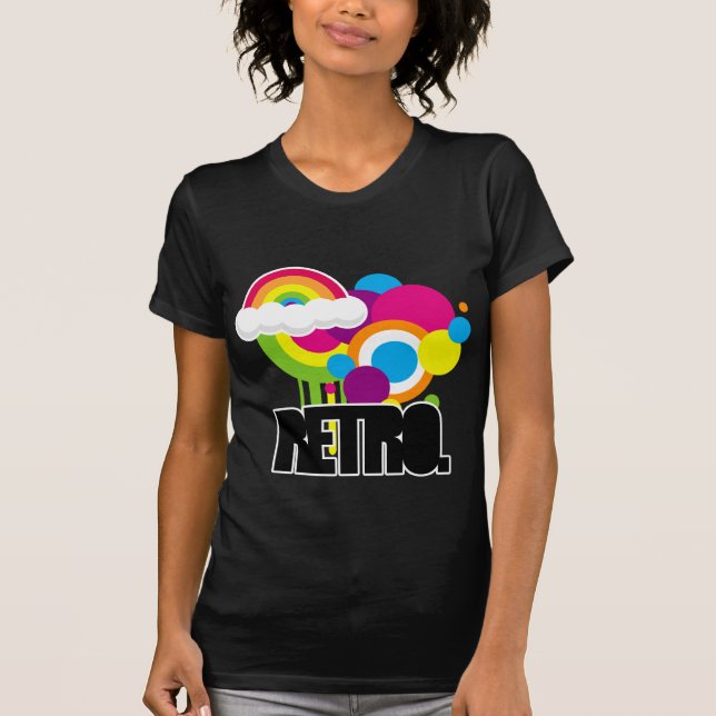 T-shirt retro do arco-íris (mulheres) (Frente)