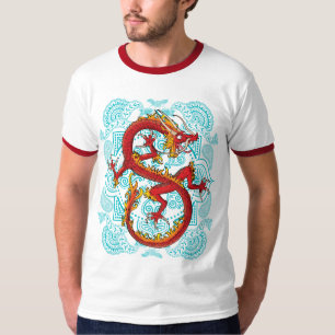 T-shirt retro do dragão vermelho