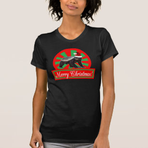 T-shirt retro do Feliz Natal do texugo de mel