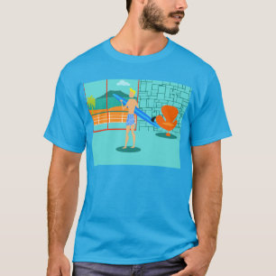 T-shirt retro do gajo do surfista