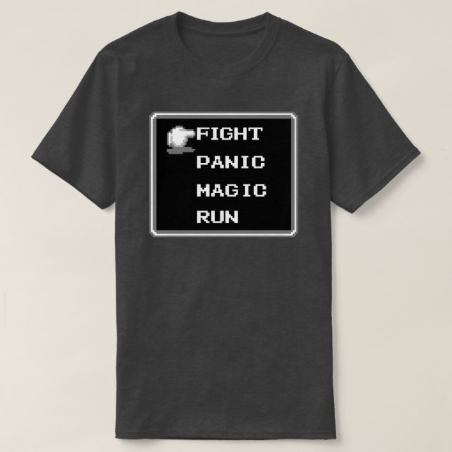 T-shirt retro do menu do RPG (de 8 bits) (Frente do Design)