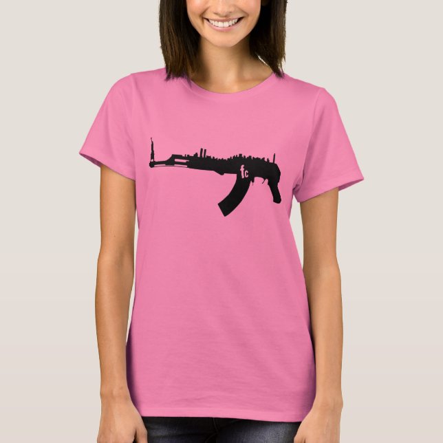 T-shirt retro do NY AK 47 das mulheres (Frente)