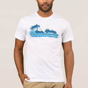 T-shirt retro do surf de "Shortboarder" na cerceta