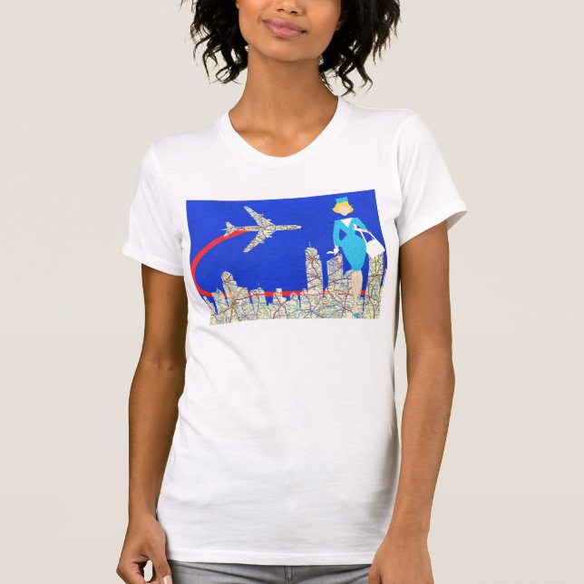 T-shirt retro dos hospedeiros de bordo (Frente)
