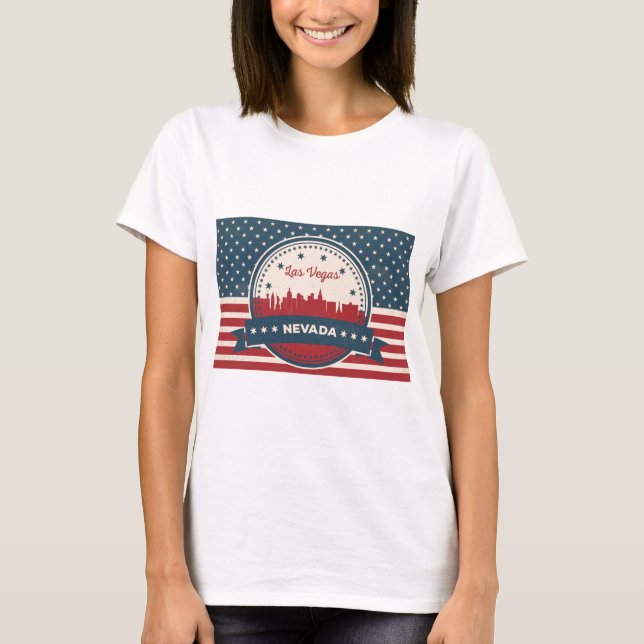 T-shirt Retro Las Vegas Skyline (Frente)