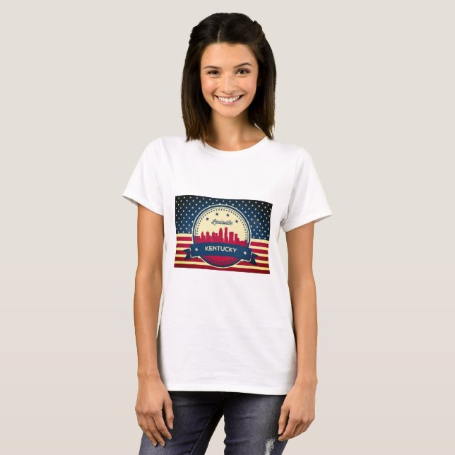 T-shirt Retro Luisviile Kentucky Skyline (Frente Completa)