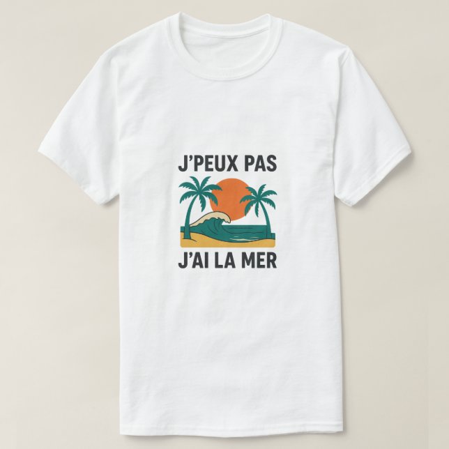 T-shirt rétro plage – Vacances & Été (Frente do Design)