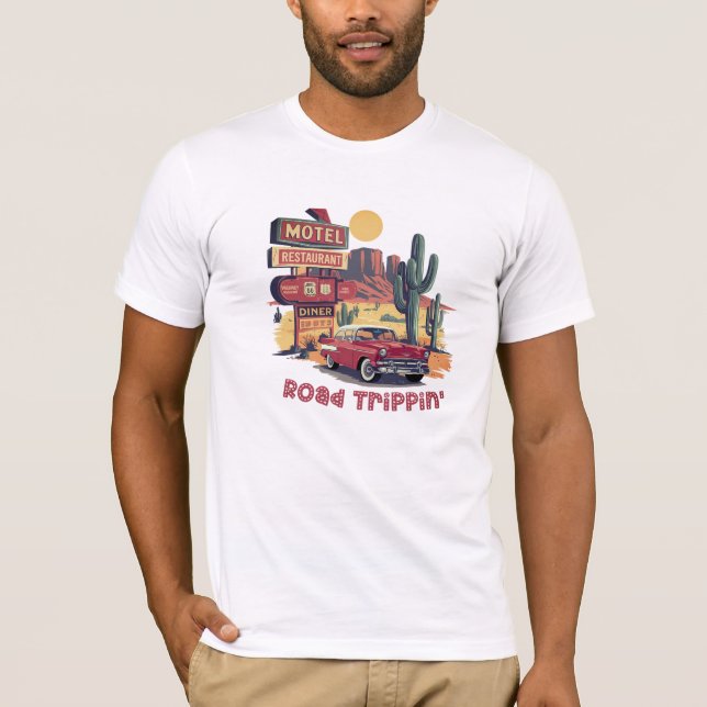 T-Shirt Retro Roadtrip para Viajantes (Frente)