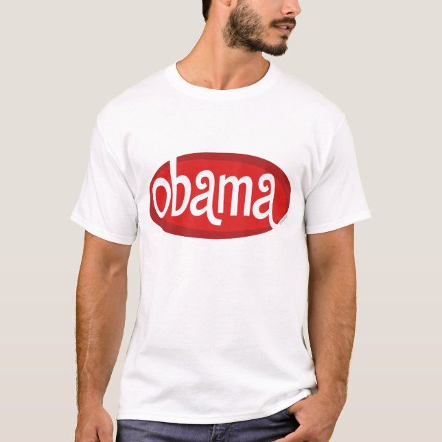 T-shirt retro vermelho de Obama (Frente)