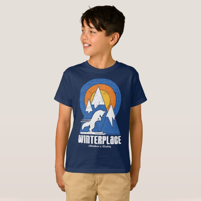 T-Shirt Retro Winterplace Ski White Fox (Frente Completa)