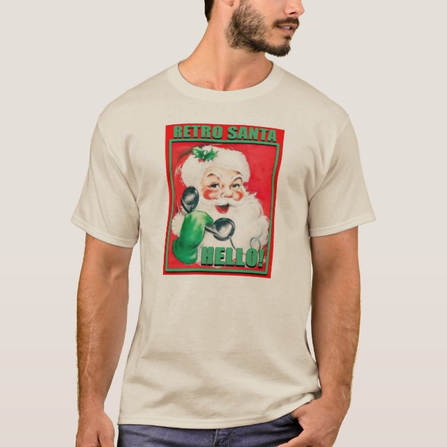 T-shirt RetroSantaHello-MensHanesNanoTee (Frente)