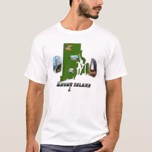T-shirt Rhode - mapa, fotos e texto da ilha