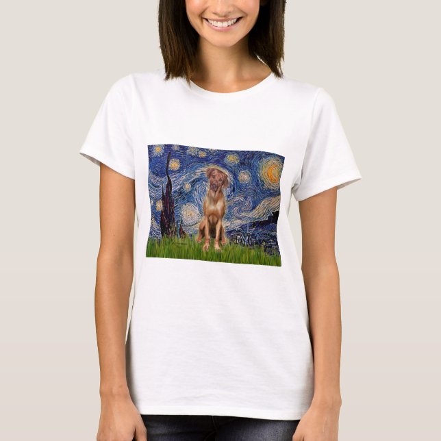 T-shirt Rhodesian Ridgeback 1 - Noite Estrelada (Frente)