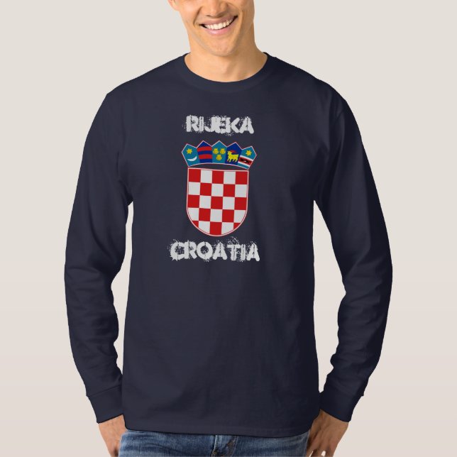 T-shirt Rijeka, Croácia com casaco de armas (Frente)